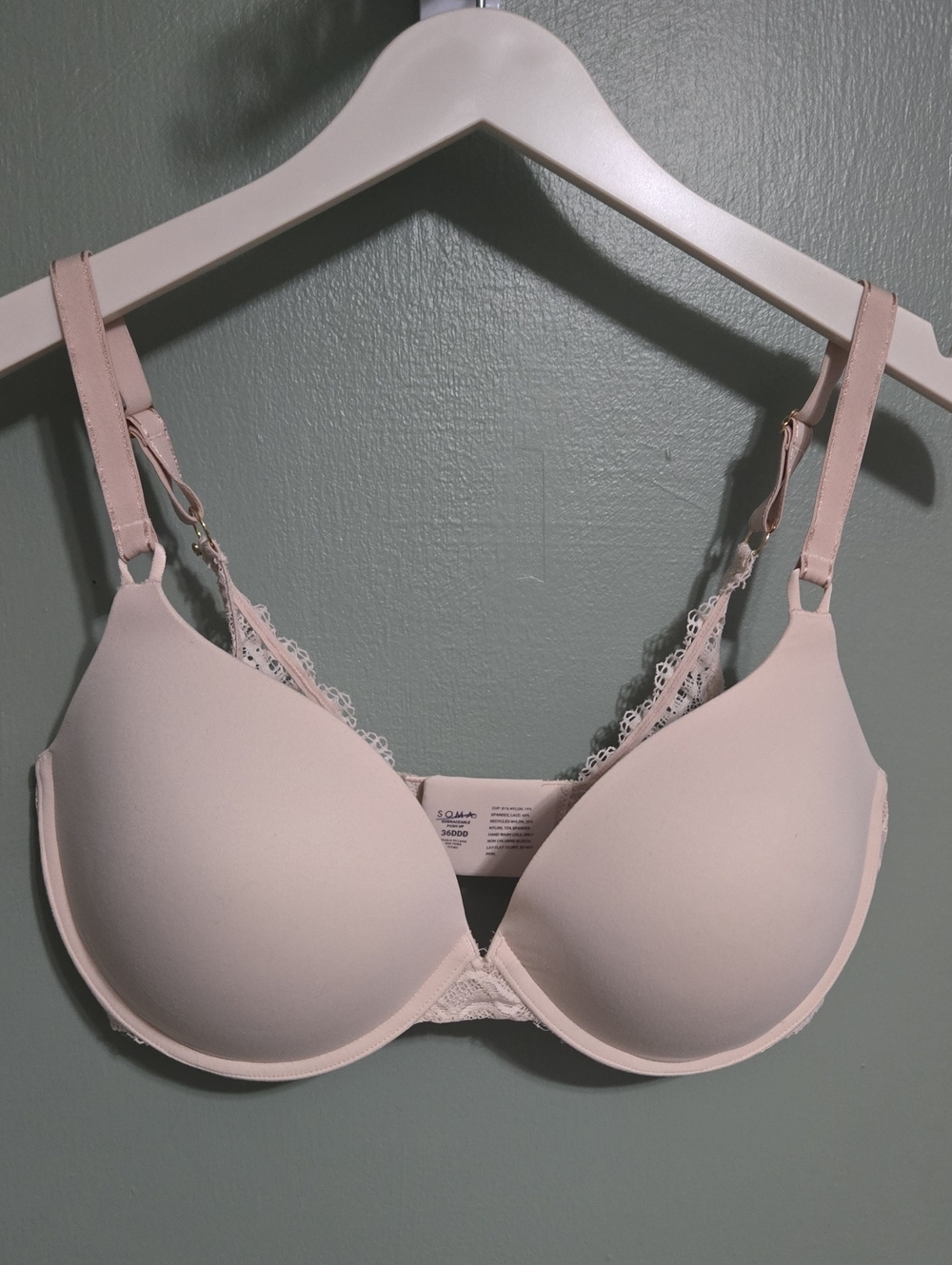 Soma Embracable Lace-Accent Push-up Bra in Blush 36DDD